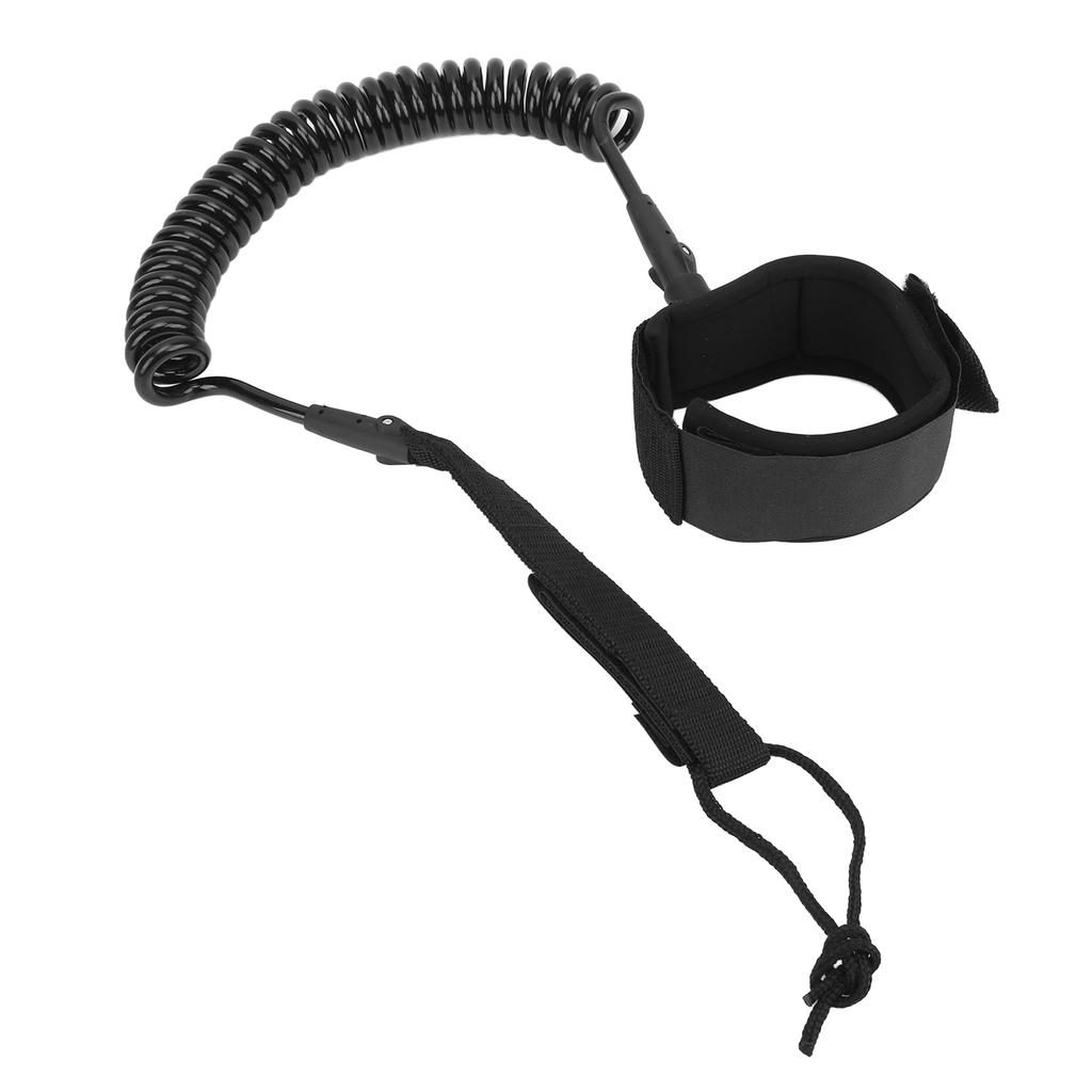 Surfboard Leash High Elasticity TPU Black Coiled Surfing Leg Rope for Paddleboards Longboards