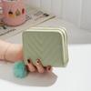 New Double-layer Wallet, Twill Hairball Decoration, Women's Short Hand Change Bag, Casual Bag, One Generation