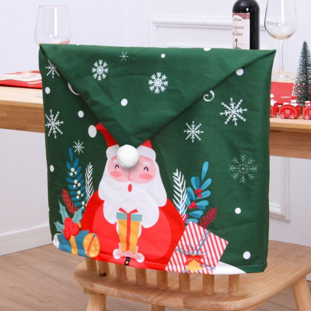 Snowman Christmas Chair Cover Soft Stretch Xmas Dinner Chair Seat Cover Pink Elk Festival Table Decor New Year Supplies