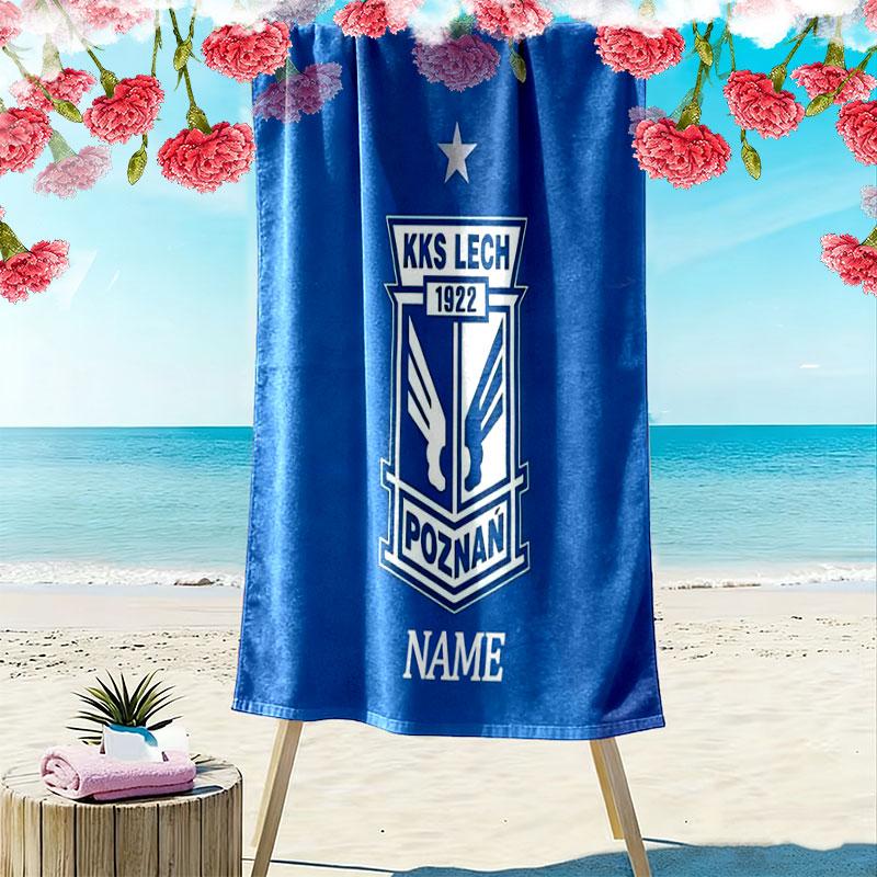 Custom KKS Lech Poznań Print Beach Towel, Large Soft Quick Dry Towel for Beach Camping Swimming