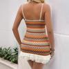 2026 Summer Ethnic Striped Knit Spaghetti Strap Dress