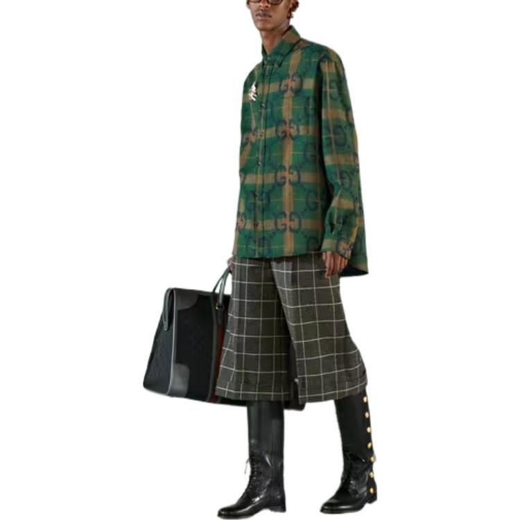 Previous Season Jumbo Gg Check Wool Shirt 711543-ZAKZJ-3653