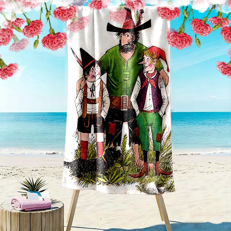 Räuber Hotzenplotz Strandtuch, Großes Weiches Schnelltrocknendes Handtuch für Strand Camping Schwimmen 70cmx140cm(27x55inch) black