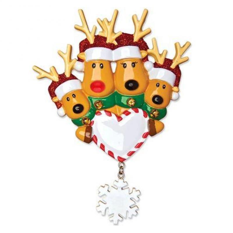 Christmas Tree Family Ornament Hanging Pendant Reindeer DIY Name Card For Holiday Decor Xmas Tree Pendant Crafts Gifts