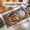 Valentine Love Theme Crystal Velvet Rug Personalized Custom Name Text Soft Floor Mat Home Decor