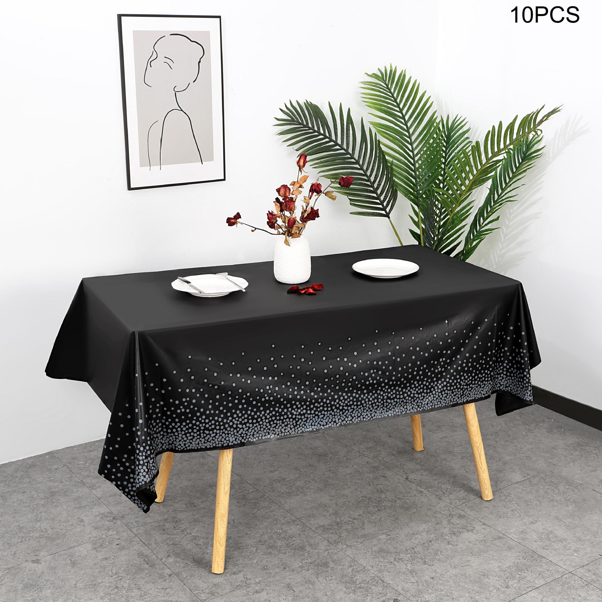 

Одноразовая скатерть 10шт вечерние PEVA пластиковая скатерть водонепроницаемая и маслостойкая чёрный/серебряный