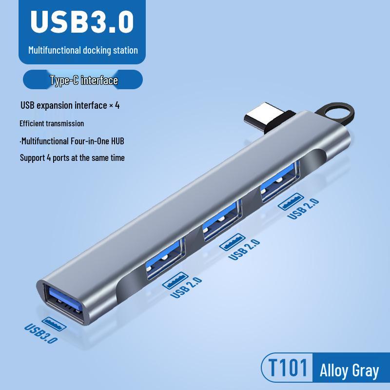 

Type-C Multiport Hub: Side-Mounted 4-in-1 USB3.0 Docking Station
