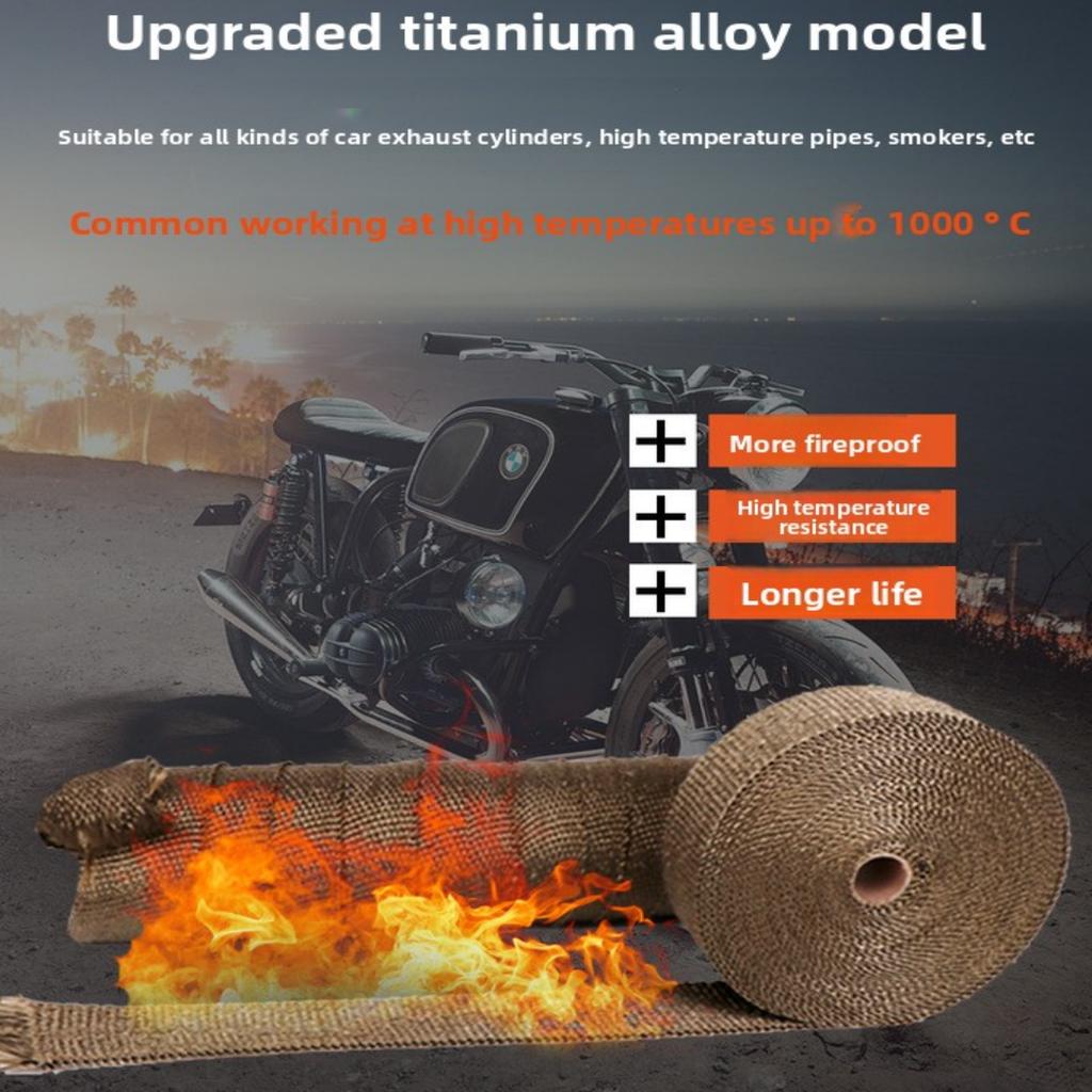 Lava Fiber Heat Shield Car Motorcycle Exhaust Thermal Tape Header Pipe Heat Wrap Tape Thermal Protection with Stainless Ties
