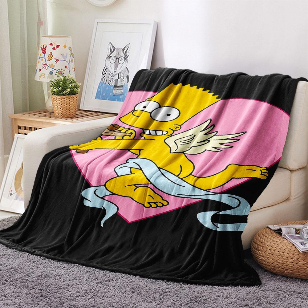 Bart Simpson Printed Flannel Blanket, soft throw for bedroom sofa, washable, fan merchandise, great gift.