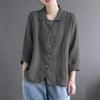 ZANZEA Women Casual Turn Down Collar Loose 3/4 Sleeve Cotton Blouse