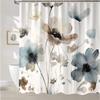 1PC Watercolor Flowers Printed Shower Curtain, Waterproof and Washable, With 12Hooks, Suitable for Bathroom Shower, Bathtub