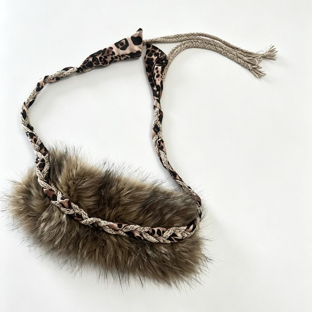 Fabric Decor Faux Fur Rope Belt Faux Fur Decorative Waistband Tassel Waist Belt  For Dresses