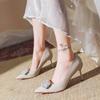 2026 Patent Leather High Heel Women Shoes Pointed Toe Slip On Rhinestones Formal Party Dress Pumps Prom Evening Wedding Heels