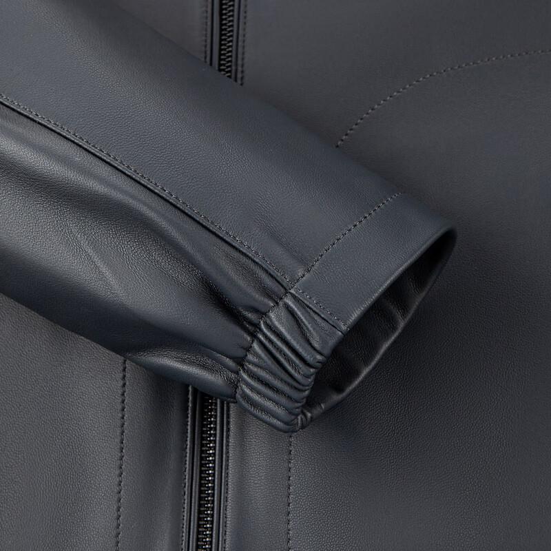 Qipai Men's Hooded Business Casual Leather Jacket