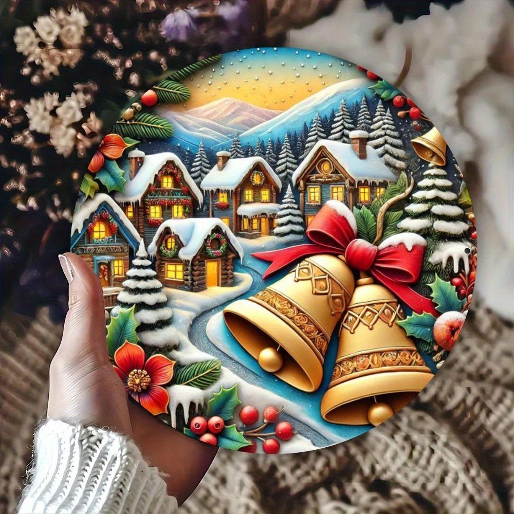 Vintage Metal Sign Blue Deer Merry Christmas Retro Tin Plate Wall Decor Home Holiday Gift 20 Cm