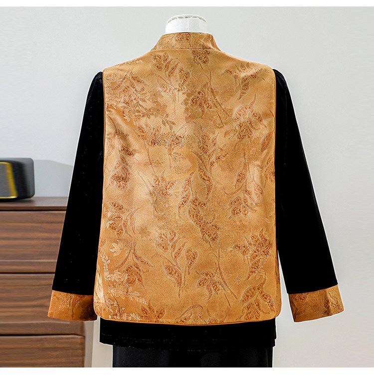 Stylish Frog Button Vest Suit: Elegant Spring Outfit with Chinese Embroidery for Middle-Aged and Elderly Women
