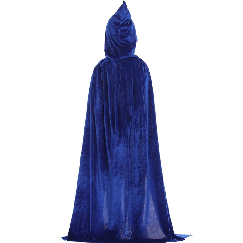 

Halloween Adult Kids Witch Cloak Cape Hooded Cosplay Costume Death Cloak Carnival Party Halloween Long Cape 8 Colors 70cm синий