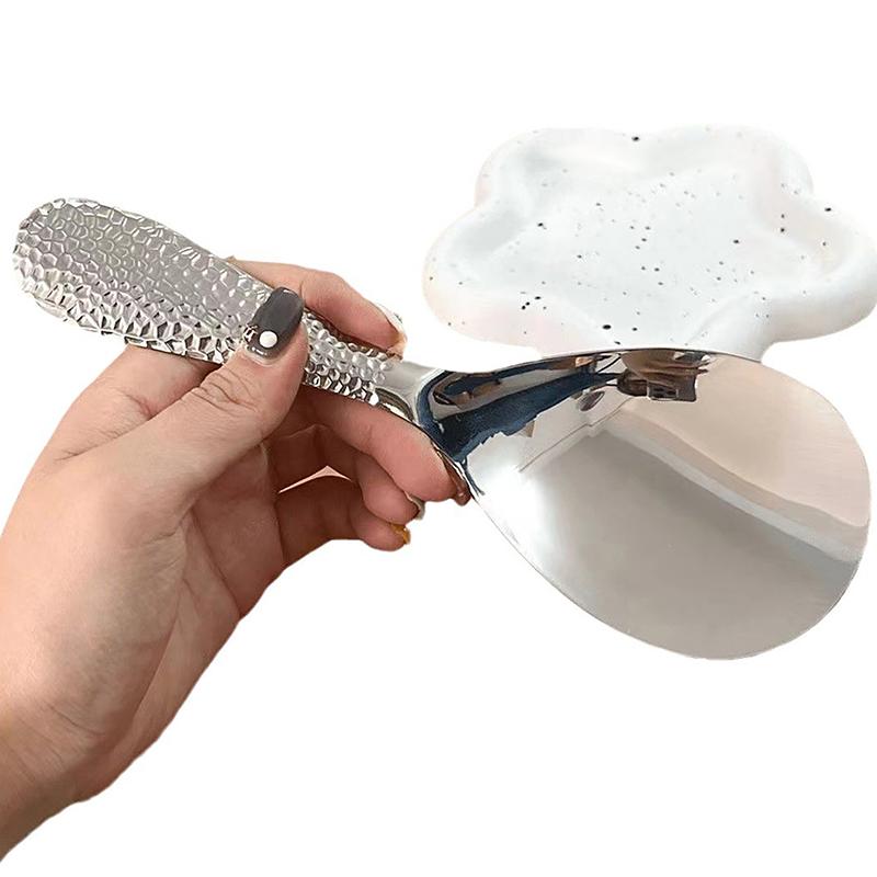 Stainless Steel Hammer Patterned Long Handle Rice Spoon Cafeteria Restaurant Self-Service Rice Shovel Household Rice Scoop