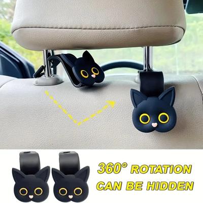 2pcs Cartoon Cat Car Seat Hook Universal Hanger Car Seat Car Ornaments Adaptation Automobile Storage Bag Parts
