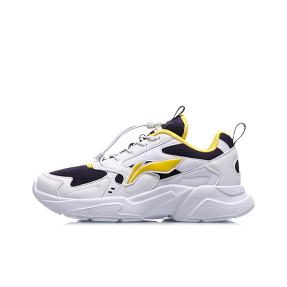 Li Ning Comfortable Wear Resistant Breathable Low Top Running Shoes Kids Sneakers White Yellow Black YKFQ096-1