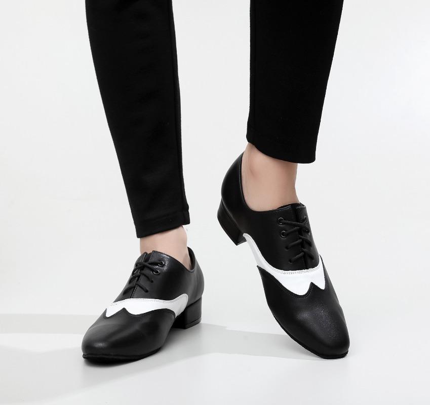 Pantofi de Dans Bărbați Pantofi de Dans Latin Ballroom Talpă Moale Piele Neagră Pantofi Jazz Pentru Băieți Tocuri 2.5cm Pantofi de Antrenament Petrecere Dans