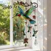 Natural White Noise Chime Graceful Bird Wind Chimes, Chimes for Outside, Metal Hanging Crystal Suncatchers with Pendants Garden Yard Decor Bead