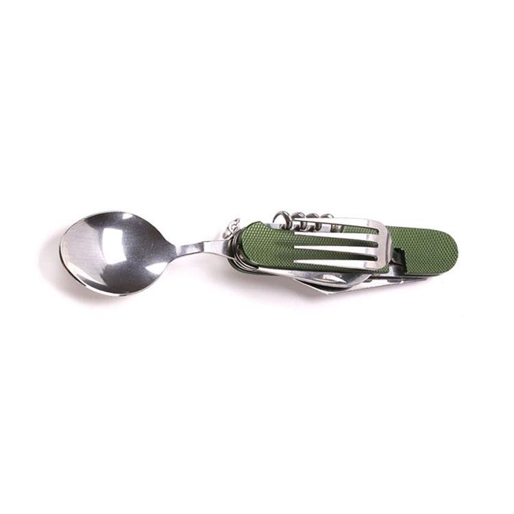Ensemble de couverts pliants multifonctionnels d'extérieur 6 pièces: Couteau, Fourchette, Cuillère - Détachable & Portable Cadeau