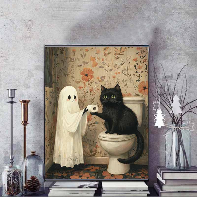 Adult Beginner Kitten Diamond Painting Set, 5D Round Gemstone Rhinestone Craft, DIY Diamond Painting Home Decoration Wall Hanging