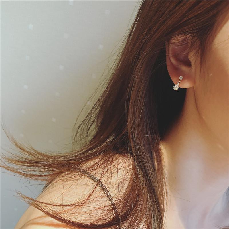 S925 Sterling Silver Japanese Water Drop Crystal  Earrings Women Light Luxury Temperament Wedding 14k Real Gold Plating Jewelry