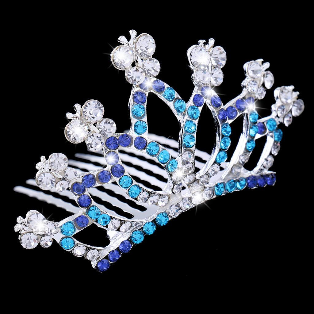 Shiny Crystal Butterfly Hair Crown Tiara Girls Woman Wedding Accessory