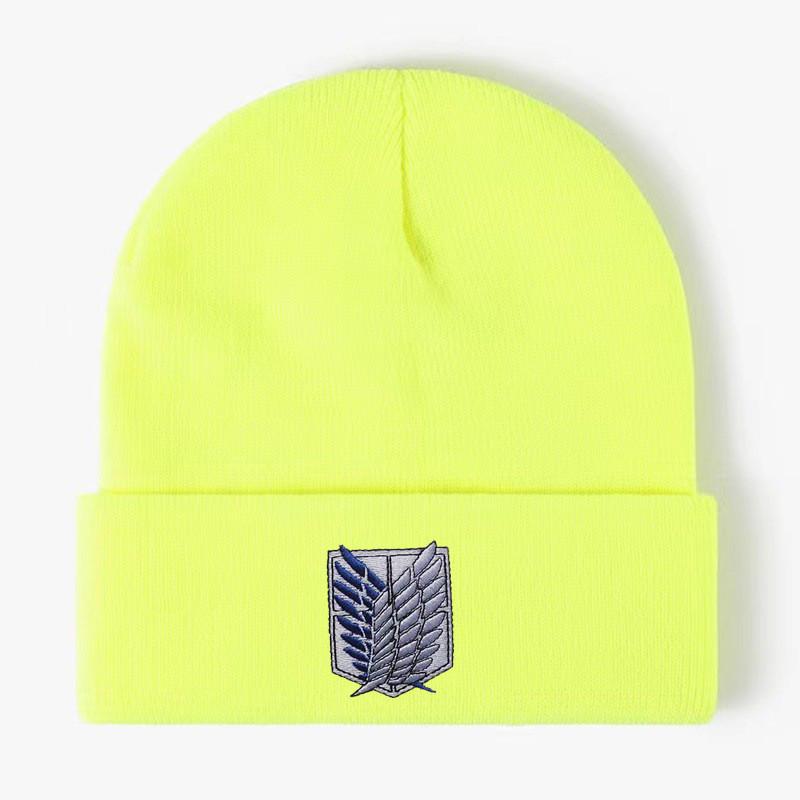 Attack On Titan Embroidered Knit Beanie With Windproof Warmth For Outdoor Activities