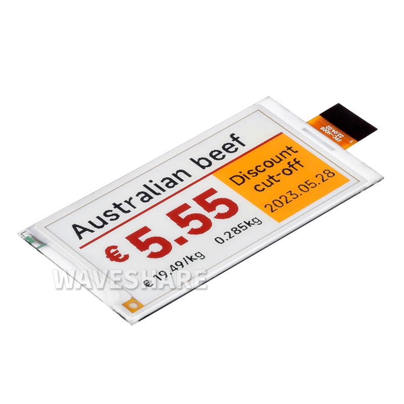 

2,66-дюймовий дисплей електронного паперу: Чотириколірний (Червоний, жовтий, чорний, білий) Інтерфейс SPI 360×184