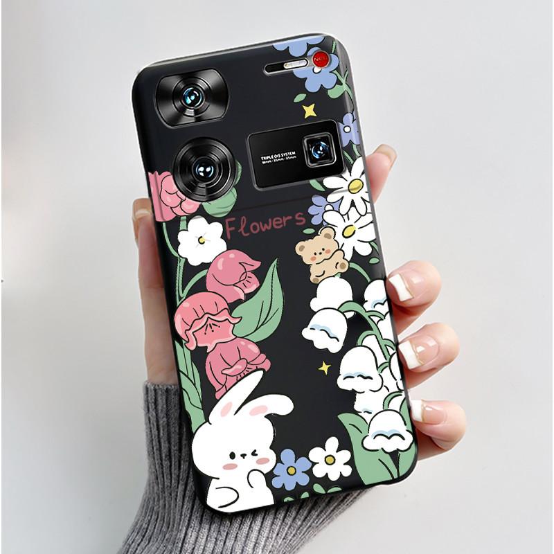 Case For ZTE Nubia Z60 Z70 Z70S Z50 Ultra Cute Love Heart Rabbit Matte Black Soft Silicone Cover For Nubia Z60Ultra Fundas Shell