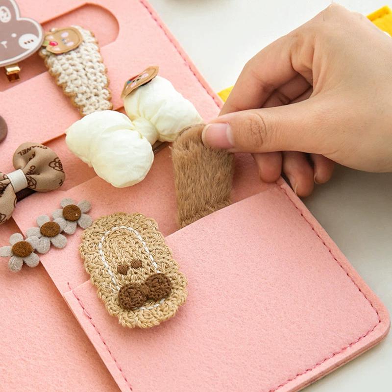 Hair Accessories Storage Book Foldable Non-Woven Fabric Contrasting Color Large Capacity Easy To Carry Hair Clip Organizer