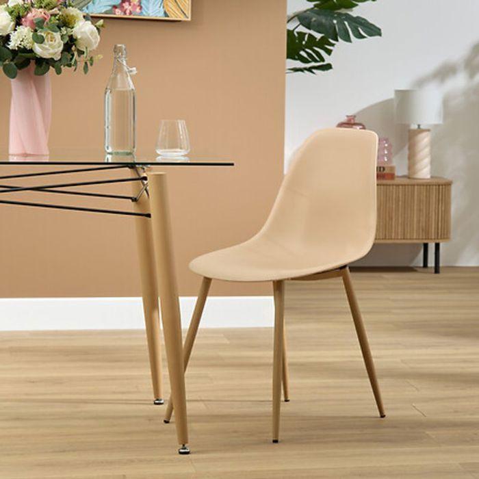 Chaise style scandinave "Ava" pieds métal imitation chêne Atmosphera