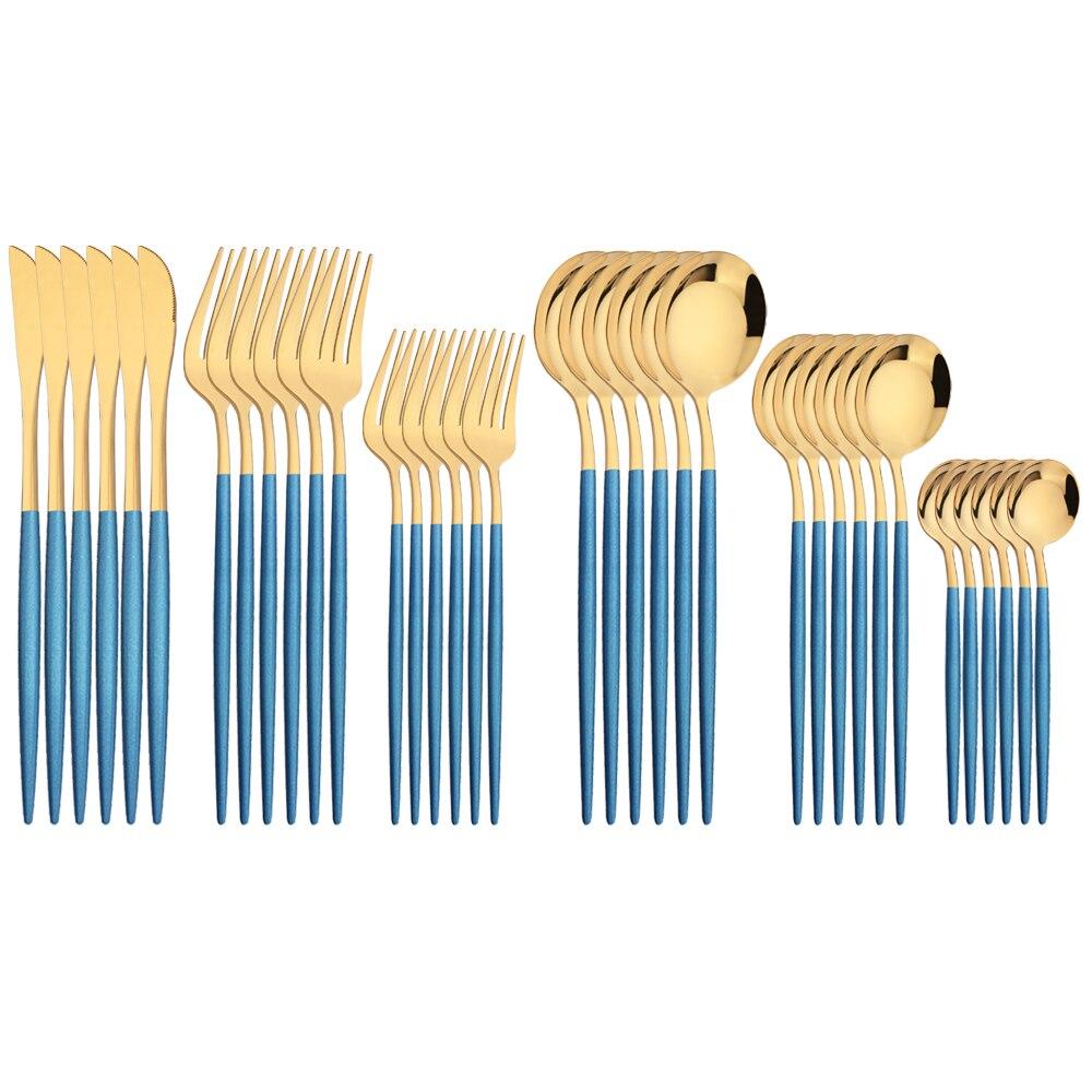 36Pcs Pink Gold Dinnerware Cutlery Set Western Knife Dessert Forks Spoon Flatware Stainless Steel Silverware Kitchen Tableware
