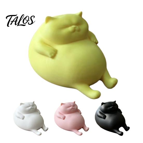 Cute Room Decor Aesthetic 3D Printed Fat Cat Figurine, Lazy Statue, Desktop Gadgets for Stress Relief Minimalist Tabletop Ornament Office Desk