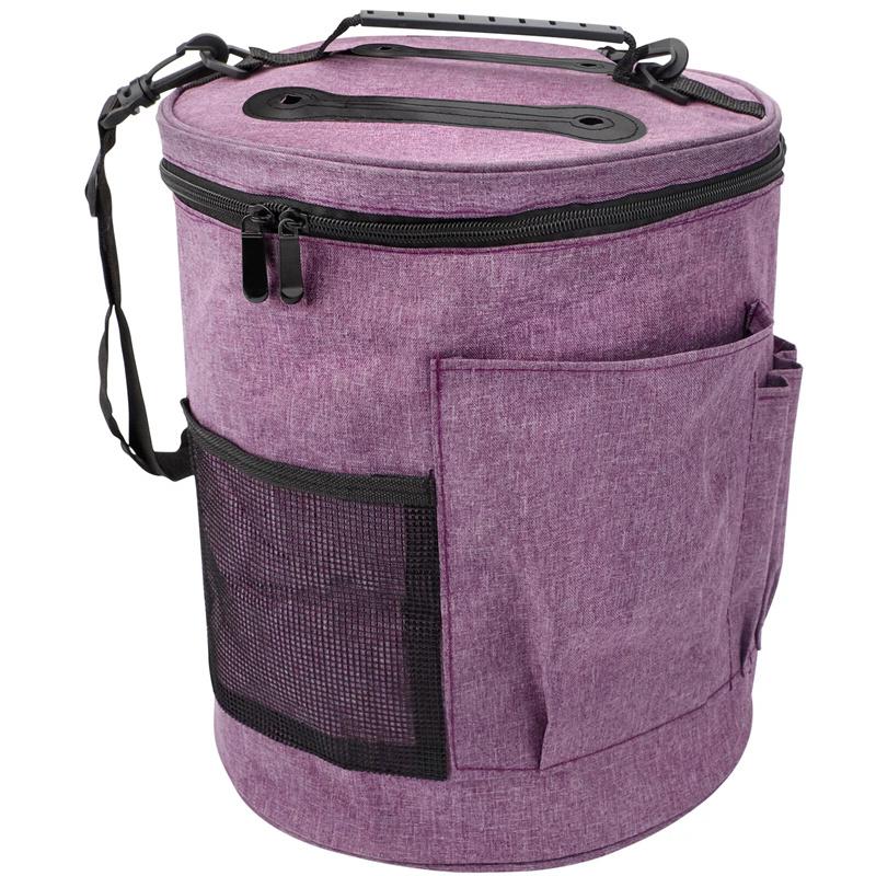 Knitting Tool Storage Bag Yarn Crochet Organizer Tote Bag Large Capacity Portable With Front Yarn Needles Hooks Pocket