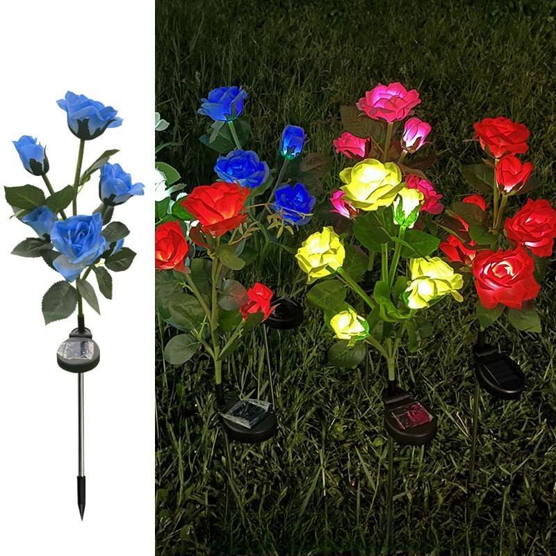 

5 LED Solar Simulated Roses, LED Lights for Courtyard Lawn Night Lights, Landscape Garden Decoration, Valentine s Day and Women s Day Flower Lights blue,1pc