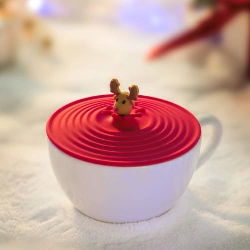 BONE Cup Cover, Mug Lid, Silicone, Cold and Heat Resistant, Dustproof, Leakproof, Airtight, Adhesive, Dishwasher Safe, Cute Cup Lid, 10cm, Yellow, Bla