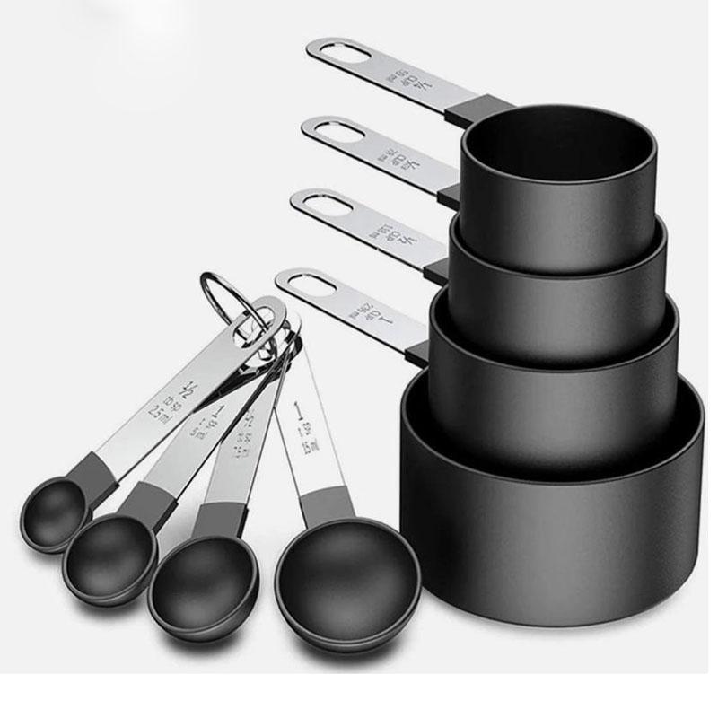 8-Piece Measuring Cup and Spoon Set Stainless Steel Handles Kitchen Baking Tools & Accessories Weighing Gadgets