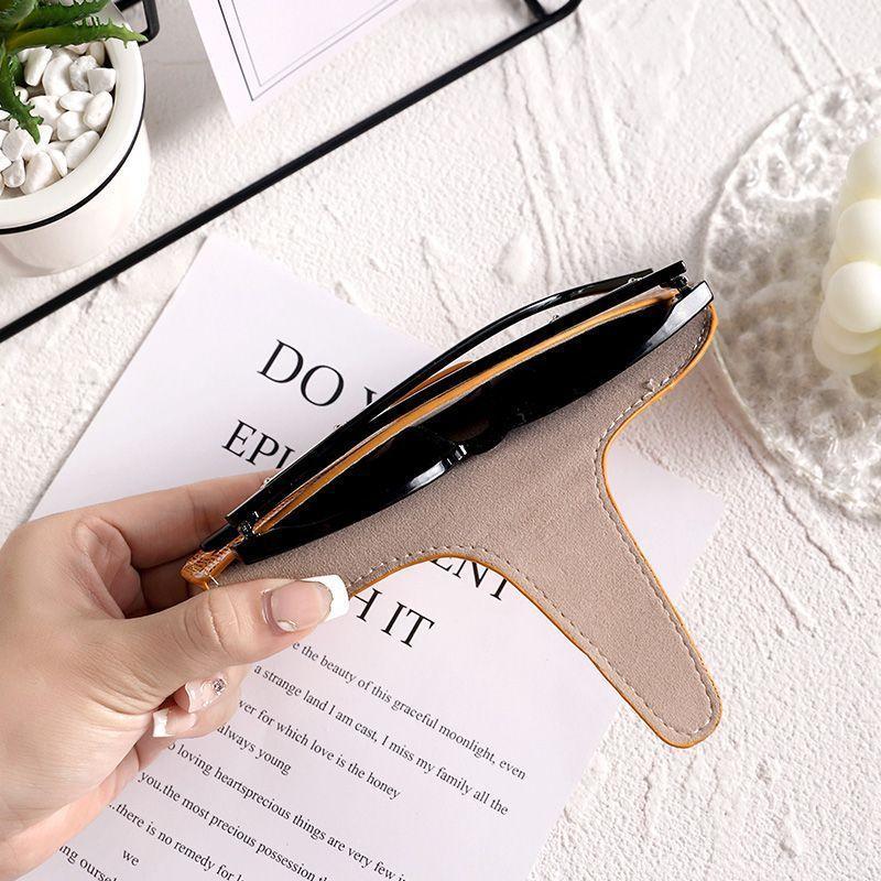 1Pc New Design PU Leather Glasses Case Presbyopic Glasses Case Portable Storage Bag for Women and Men with Lanyard Small Gifts