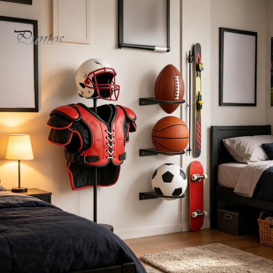 Wall Mounted Ball Holder Basketball Mount Display Rack, Durable Acrylic Storage Holder, Garage Sports Equipment Organization Home Gym for Soccer