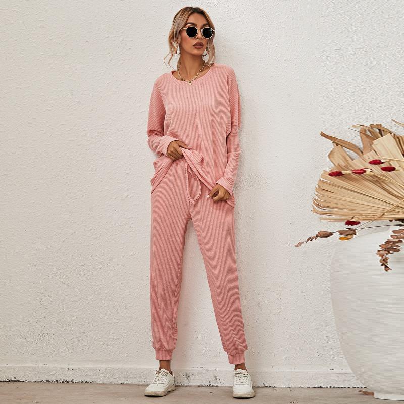 JPNTKY Women's Fashion Casual Long Sleeve O-Neck Pants Suits