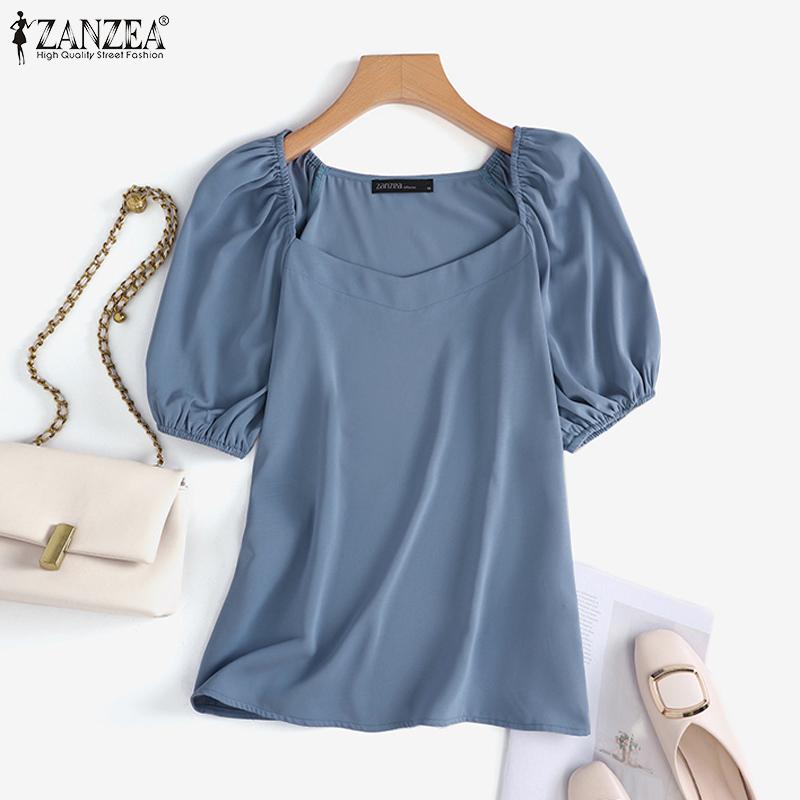

ZANZEA Летняя повседневная женская блузка с v-образным вырезом и половиной рукавов