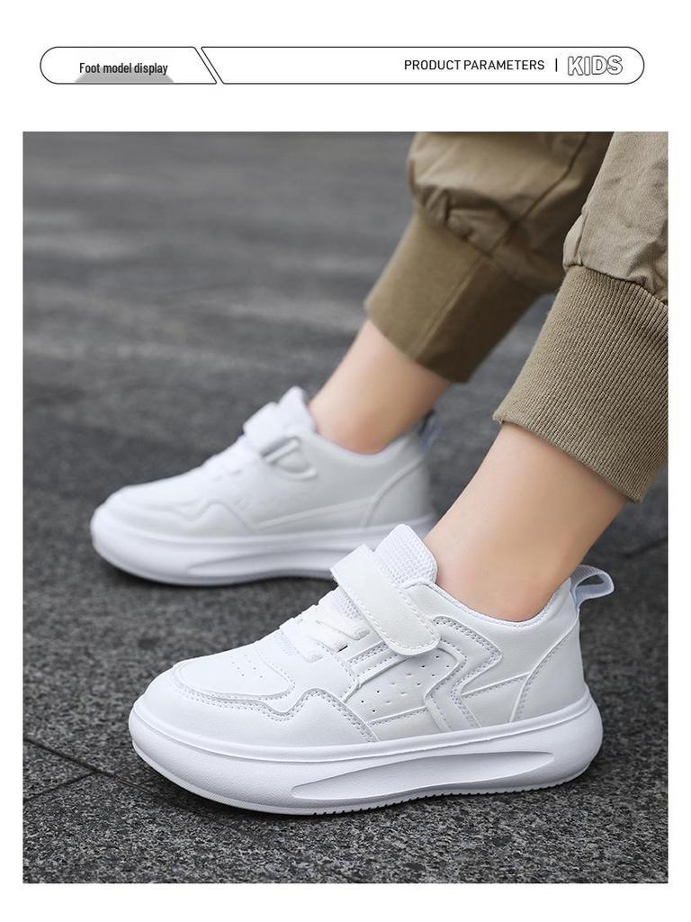 Boys' 2024 White Breathable Campus Sneakers - Casual Autumn Sports Shoes for Kids