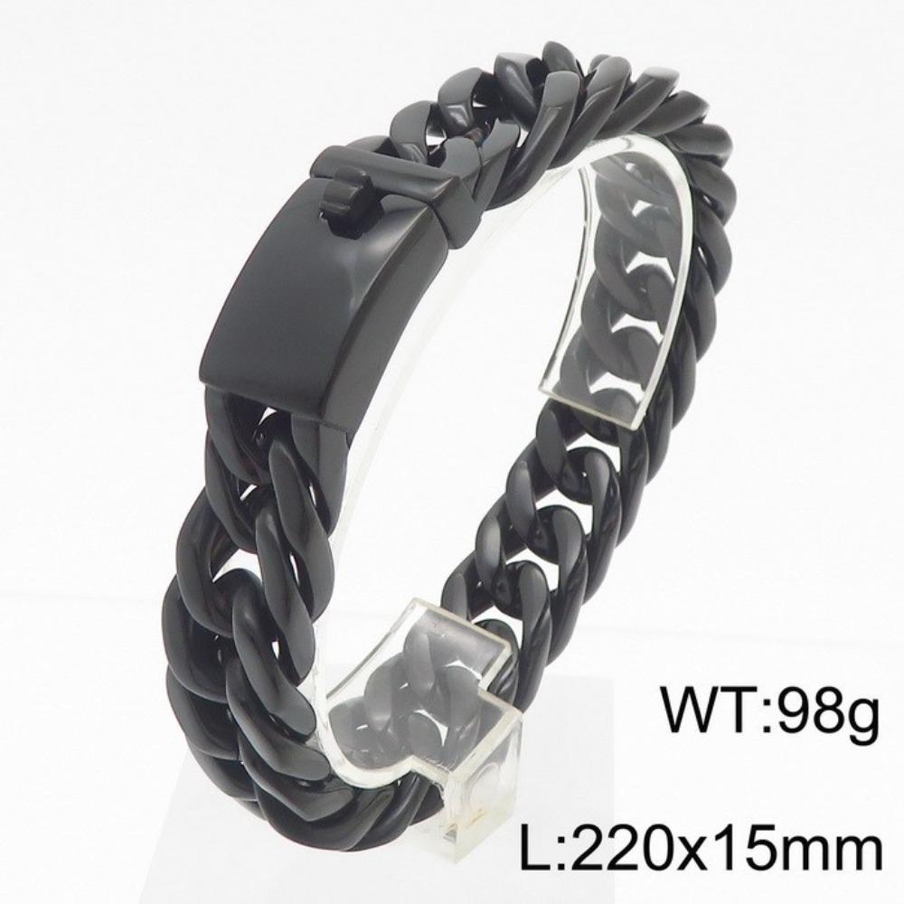 European and American Simple Electroplated Gold Four-sided Ground Titanium Steel Men's Bracelet