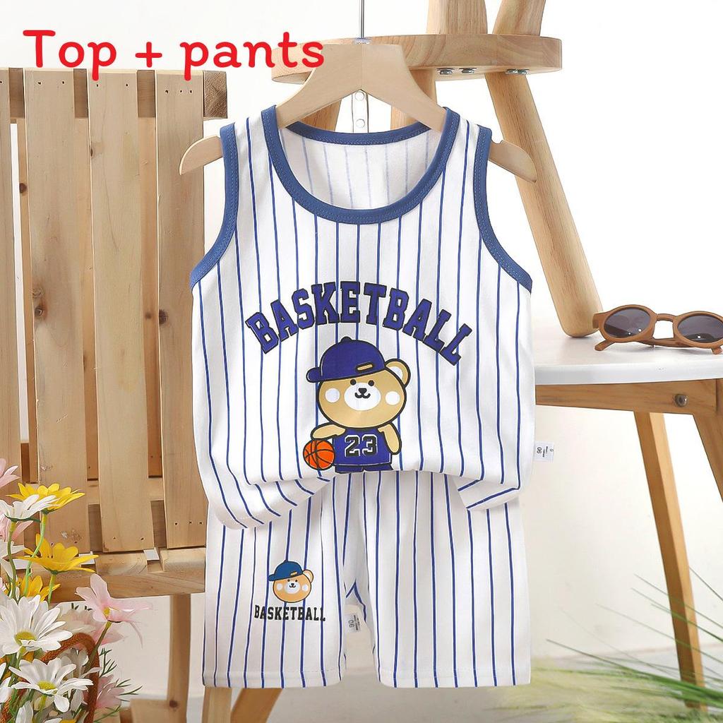 Childrens Cotton Vest Set With Animal Cartoon Prints For Summer Playwear