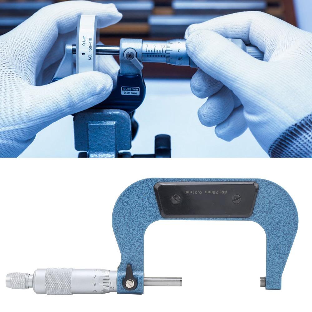 0.01mm Graduation Outside Micrometer 50-75mm Range Spiral Measuring Instrument For Machinist