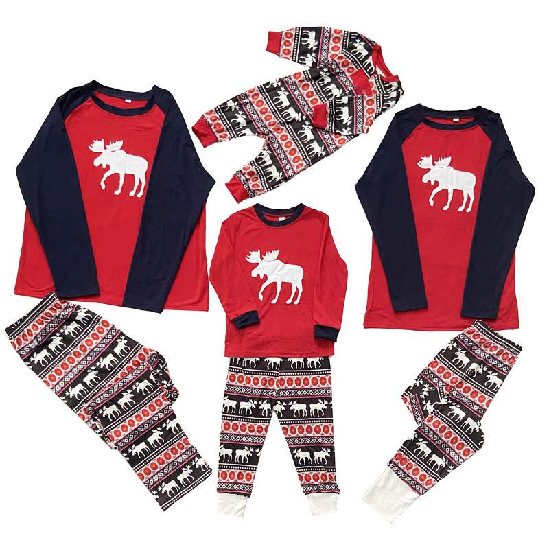 Cozy Christmas Family Matching Pajamas Set Deer Print Long Sleeve Winter Outfit